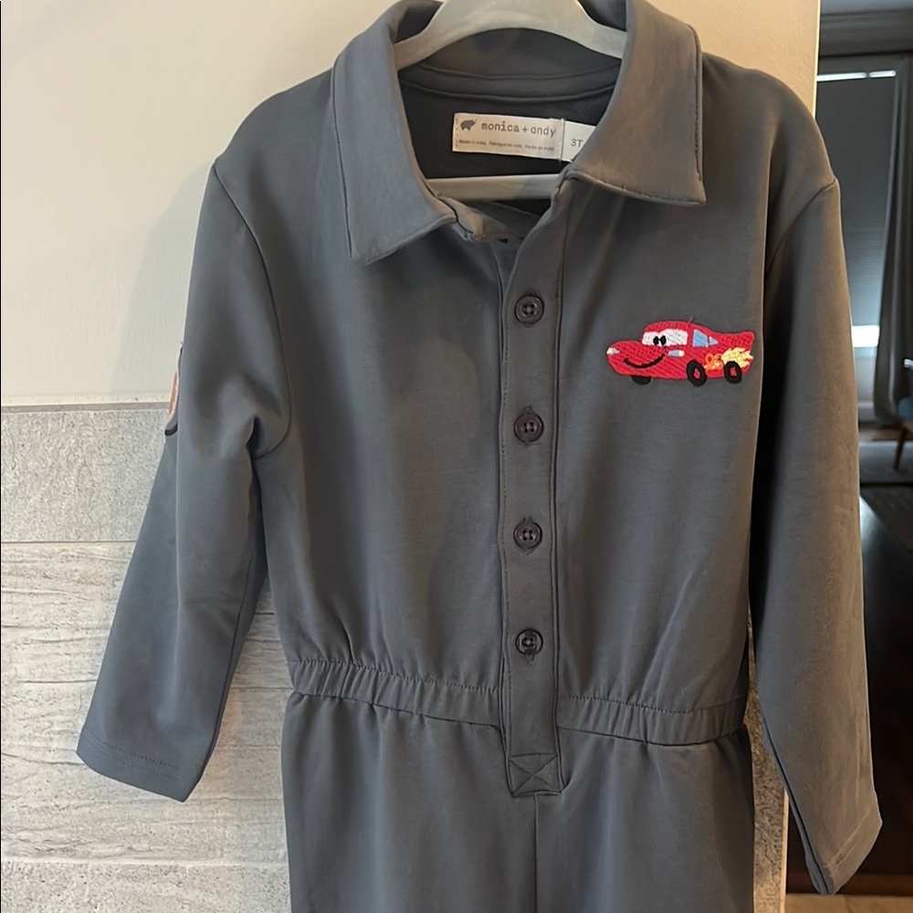 Monica & Andy Cars Lightning McQueen Gray Long-Sleeve Jumpsuit size 3